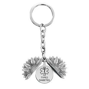 Ywganggu in acciaio inox prodotti per la cura del paziente souvenir portachiavi Logo personalizzato girasole metallo cura del paziente accessori portachiavi