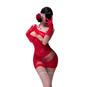 Papillon mince Sexy amour sous-vêtements Cheongsam pur désir écologique Polyester moulante dentelle flirtant sexe uniforme Rose séduction - Product Image 5