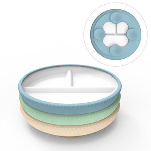 Tableau blanc en céramique pour enfants avec couvercle en silicone, plaque antidérapante pour bébé, compatible micro-ondes - Product Image 1