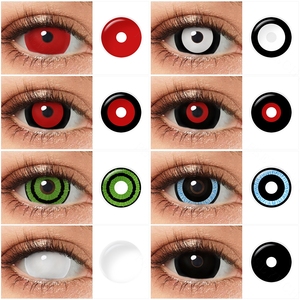 Lentes de Contacto PSEYECHE para <span class=keywords><strong>Halloween</strong></span>, <span class=keywords><strong>Ojos</strong></span> Negros Espectaculares y Aterradoras, Lentes de Contacto con Esclerótica Negra de 17 mm - Product Image 4