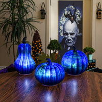 Lumière de citrouille en verre LED écologique et durable avec minuterie pour la décoration de fête d'Halloween, d'automne et de Thanksgiving, utilisation en intérieur pour adultes