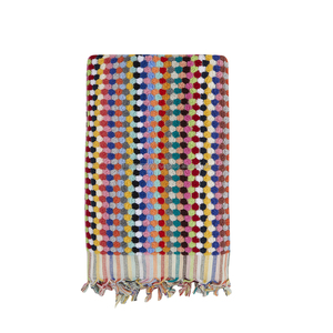 Handloomed <b>Turkish</b> Cotton <b>Towel</b> Set Mticolor Luxury Pompom Model Hammam <b>Bath</b> and Hand Sizes Woven Technique for Airplane Use - Product Image 5