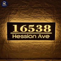 Panneau d'adresse de maison personnalisé en acier inoxydable rétroéclairé par LED, contrôle tactile, étanche IP65, alimentation CA, directionnel et décoratif