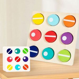 3 4 5 6 Years Old Boys Girls Brain Teaser <b>Puzzle</b> Logic Wooden <b>Puzzles</b> Shape Color Matching Board Game With Cards - Product Image 2