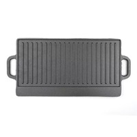 Plaque de cuisson rectangulaire réversible en fonte double face, surface striée durable, pour barbecue et camping