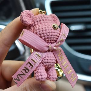 Fashion Cartoon Cute Bow Teddy Bear Doll <b>Key</b> <b>Chains</b> Resin Kawaii Bear Car Keychain Bag Backpack Charms Decoration Pendant Gift - Product Image 2