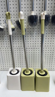 Ensemble brosse de toilette et support écologiques à main, avec poils en nylon et manche en plastique, tête de brosse de toilette en PP