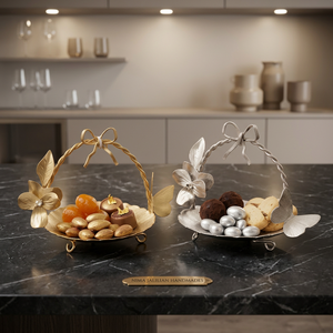 Panier à fruits secs décoratif en métal de luxe avec poignée, bol de service floral, panier à bonbons pour la décoration de table et de la maison - Product Image 4