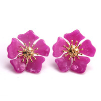 Boucles d'oreilles à tige fleur léopard vintage Boucles d'oreilles florales tortue en acétate