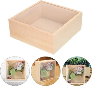 Houten Sieraden Geschenkdozen Decoratieve Houten Schatkist Zeep Bloem Geschenk Vierkante Verpakking Houten Doos