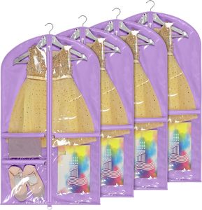 Sac de <span class=keywords><strong>rangement</strong></span> pliable en tissu non tissé et PVC pour vêtements, <span class=keywords><strong>housse</strong></span> anti-poussière pour robes, pour l'organisation des vêtements à la maison et en voyage - Product Image 4