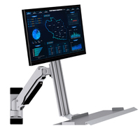 Meisonic GA199KB-2 Nouveau support mural pour écran de 17 à 27 pouces en alliage d'aluminium, bras de moniteur industriel pliable, plateau pour clavier