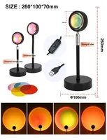 Projecteur LED USB contemporain avec projections arc-en-ciel et coucher de soleil rouge - Lampe de bureau pour chambre à coucher, fête, cadeau