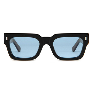Lunettes de soleil rectangulaires unisexes, monture noire, verres bleus, protection UV400, pour adultes - Product Image 1