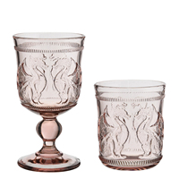 Verre à vin rouge artisanal de style vintage Samyo, dragon oriental en relief, épais, écologique, lavable au lave-vaisselle, 270 ml, couleur rose