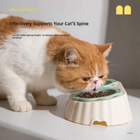 Bol double en céramique surélevé pour chat, anti-renversement, avec support de cou, pour nourriture et eau, pour chats et petits chiens