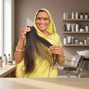 Extensiones de Cabello Humano Indio Virgen 100% Sin Procesar, 100g/pieza, Liso Negro, Tejido y con Clip, de Templo - Product Image 1