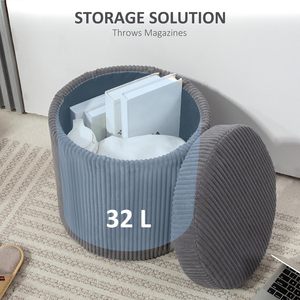 <span class=keywords><strong>HOMCOM</strong></span> Otomana Redonda de 40 cm con Almacenamiento, Taburete de Terciopelo con Tapa Extraíble y Patas, Taburete de Vanidad para Sala de Estar o Dormitorio, Gris - Product Image 6