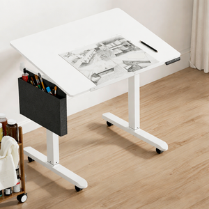 Modern Iron Height Adjustable Drafting Table Tilting <strong>Top</strong> <strong>Rolling</strong> Whiteboard Drawing <strong>Desk</strong> for Artists Designers Sketching Office - Product Image 2