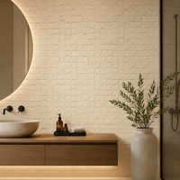 Mosaïque de travertin flexible 2-3 mm, panneau mural en pierre MCM, ultra-fin, léger, résistant au feu, design 3D, contemporain, écologique