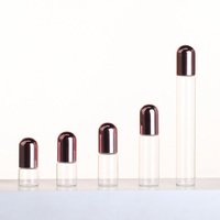 Botol Roll On Kaca Mini Rose Gold 1ml 2ml 3ml 5ml 10ml Ukuran Kecil Portabel untuk Parfum, Minyak, Kosmetik dengan Tutup Plastik Bulat