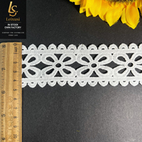 LEIXUSI 3,5 cm Dentelle géométrique soluble dans l'eau en fibre de lait, Bande de dentelle élégante pour accessoires de robe de mariée et de jupe Vente en gros