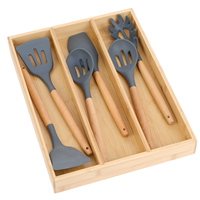 XH bambou cuisine tiroir organisateur ustensile organisateur pour tiroir couverts argenterie support et plateau à couverts 3 compartiments