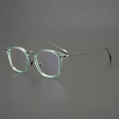 Gözlük asetat optik çerçeveleri üreticileri titanyum çerçeve gözlük, asetat ön Titanium tapınağı ile stokları