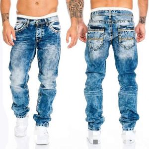Nuovi <span class=keywords><strong>Jeans</strong></span> Boot Cut da Uomo, Pantaloni Casual con Linee Brillanti, 100% Cotone Denim, Stile Hip Hop, Autunnali, Tinta Unita, Effetto Lavato - Product Image 2