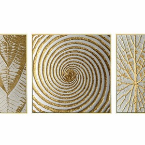 Tableau mural en <span class=keywords><strong>film</strong></span> cristallin haute brillance, ensemble de 3 panneaux islamiques en toile, motif abstrait anneaux dorés, triptyque géométrique, vente en gros - Product Image 5