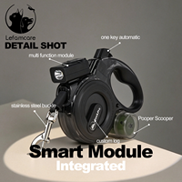 Laisse Réfléchissante Intelligente Rétractable pour Chien avec Lumière LED, Rechargeable par USB, en Nylon, avec Sifflet, pour Grands Chiens, pour la Promenade en Groupe