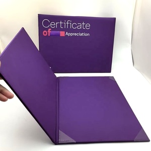 Certificat scolaire <span class=keywords><strong>personnalisé</strong></span> en cuir PU violet A4 avec impression couleur du logo - Product Image 4