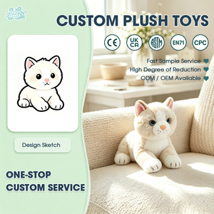 Peluche chaton crème personnalisée en gros, jouet en peluche doux de qualité supérieure, poupée chat personnalisée pour enfants - Product Image 1