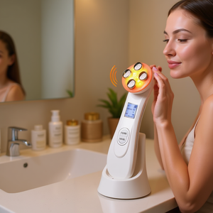 Myrva Appareil de lifting du visage à 4 diodes, portable, rechargeable par USB, microcourant, vibration, massage raffermissant pour le lifting du visage - Product Image 2