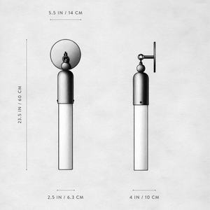 Applique da Parete in Ottone Massiccio con Paralume in Vetro Cilindrico, Design Classico Nordico Vintage per Soggiorno, Camera da Letto e Hotel - Product Image 2