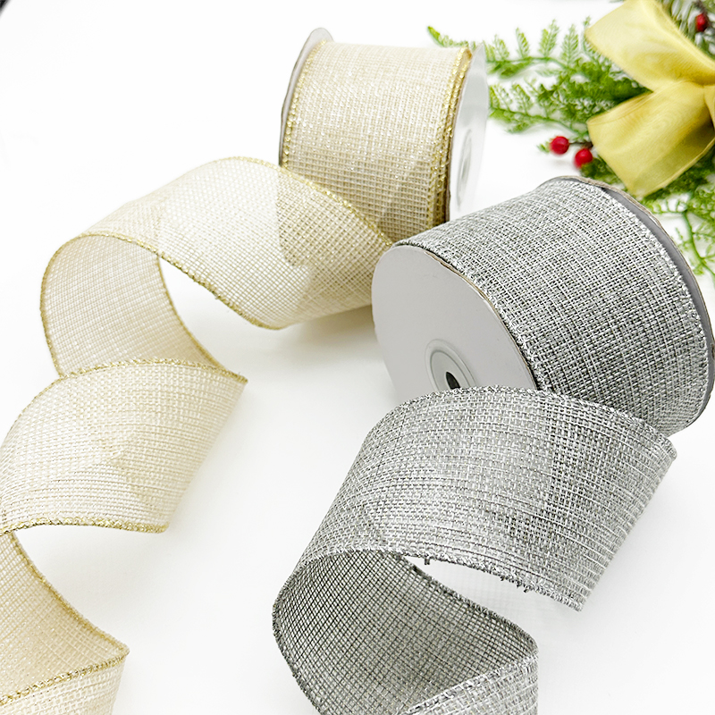 Gordon Ribbons Gold Glitter Decorative Wire Edged Wreath Ribbon for Home Bow Making