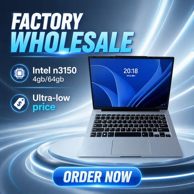 Cheap Factory Wholesale Price Intel Celeron 14.1" Laptop with SSD 4GB RAM 64GB Storage Windows 10 Pro in Stock