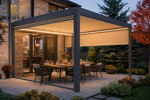 Pergola motorisée à lames orientables RKOVE, ventilation réglable, protection contre le soleil et la pluie, verre coulissant, bande LED, taille personnalisée - Product Image 5