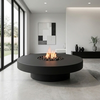 ECOTOUGE Ensemble de table de foyer au propane 2 pièces avec couvercle de réservoir, table de feu en acier 50 000 BTU, couvercle résistant aux intempéries, pierres de lave