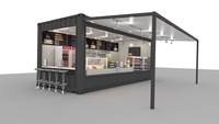 Restaurant modulaire en conteneur maritime, bar de rue portable, café, maison préfabriquée en acier pour l'extérieur