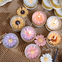 Velas Aromáticas de Cera de Soja en Latas Metálicas, Decoración para el Hogar, Regalo, Velas Perfumadas Hechas a Mano con Forma de Flor de Manzanilla en Frasco