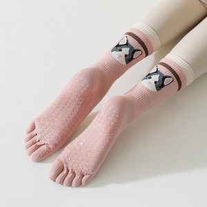 Yoga Socks Five Finger Non Slip Cotton Cartoon Animal Design For Women Yoga Practice - Product Image 2
