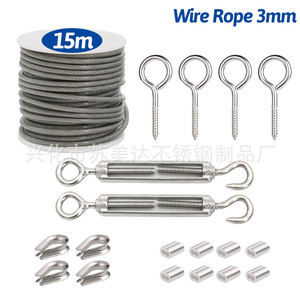 Stainless Steel Coated Wire Rope 2mm 30m With <b>Hook</b> Turnbuckle Eye Bolt Sleeve <b>Garden</b> Cable Kit - Product Image 2