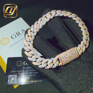 Pulsera de Plata de Ley 925 con Moissanita VVS, Pasa el Test de Diamantes, 12MM, Joyería Hip Hop, Certificado GRA, Pulsera de Eslabones Cubanos - Product Image 2