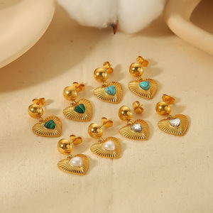 Pendientes con forma de corazón, bisel de aleación de zinc, joyería para fiesta, TE6446 - Product Image 1