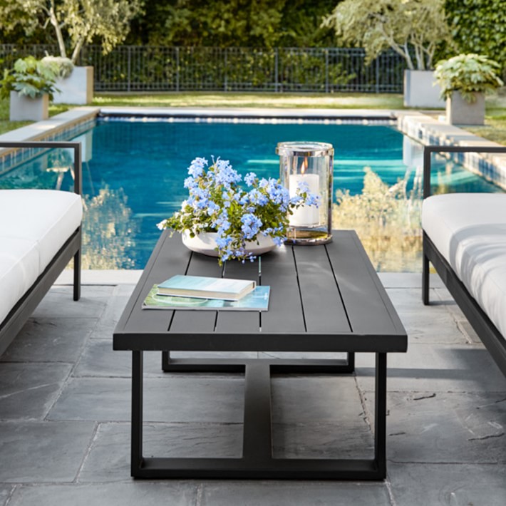 hotel outdoor furniture Crafted of enduring Aluminum frame outside garden set rectangle Metal Coffee Table
