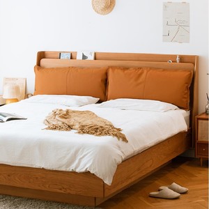 Lit plateforme de rangement Good Dream 2m en bois de cerisier massif, moderne et confortable, pour appartements petits, chambres parentales et studios - Product Image 3