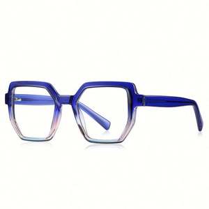 Lunettes de vue pour femmes avec logo personnalisé, monture hexagonale dégradée, TR90, anti-lumière bleue, verres en acétate CP - Product Image 6