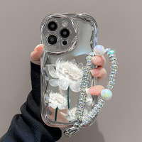 Transparent Blanc Epiphyllum Bracelet Galvanoplastie TPU Housse de Téléphone Portable Pour Iphone 8 X Xr Xs 11 12 13 14 15 16 Pro Max