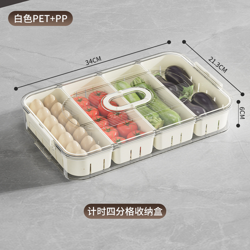 Cream-colored [4-compartment] with timer